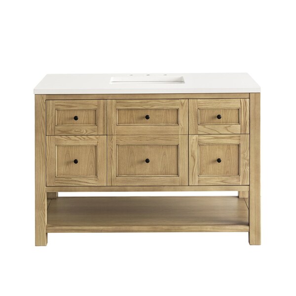 James Martin Vanities Breckenridge 48in Single Vanity, Light Natural Oak w/ 3 CM White Zeus Top 330-V48-LNO-3WZ - main